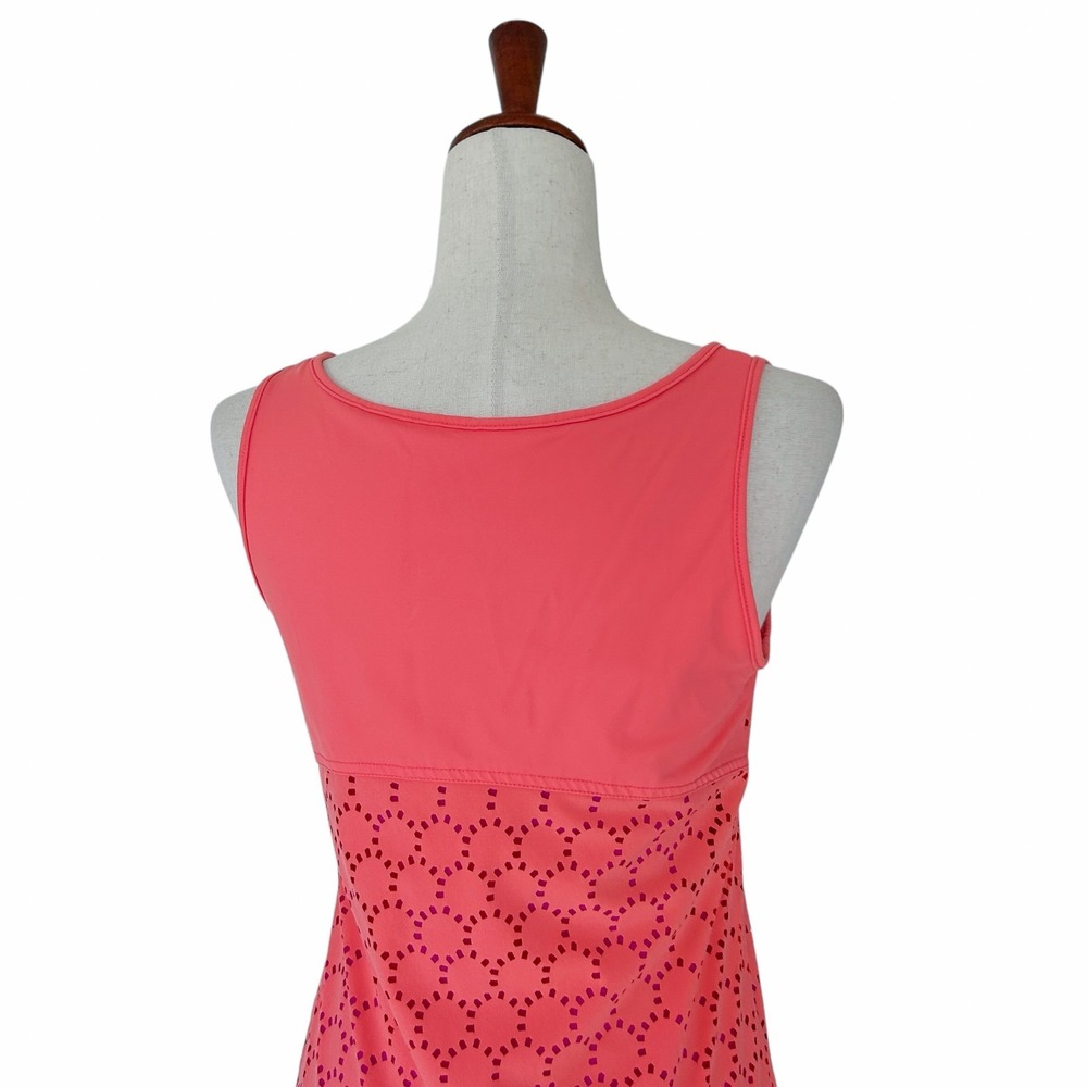 Title Nine Dress Size Small "Nimblene" Coral & Pink Illusion Laser Cut Midi‎ - Picture 5 of 12